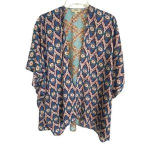 Umgee Womens Shirt Size Medium M Blue Kimono Button Sleeveless Oversized Loose